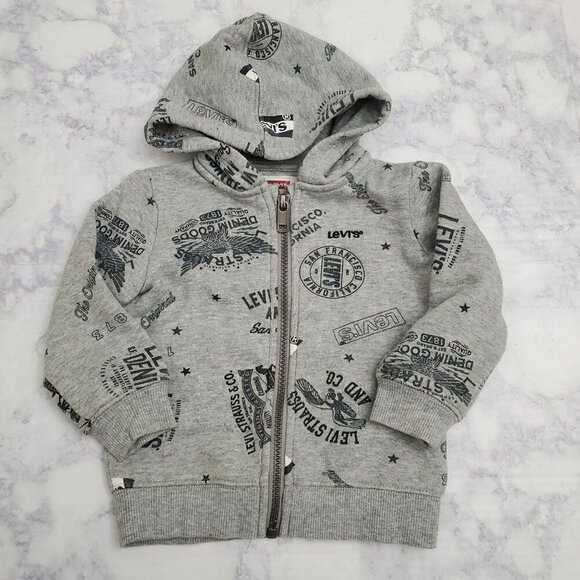 Levis Baby Zip-Up Hoodie Gray 12M Cotton/Polyester Blend‎ - Picture 1 of 5